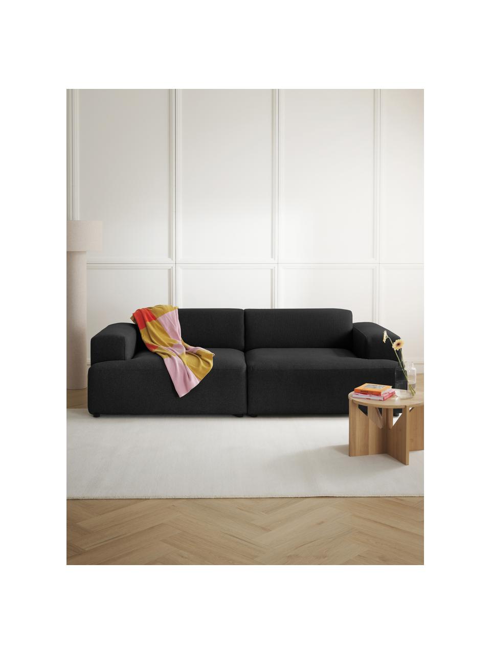 Sofa Melva (3-Sitzer), Bezug: 100% Polyester Der hochwe, Gestell: Massives Kiefernholz, Spa, Webstoff Schwarz, B 238 x T 101 cm