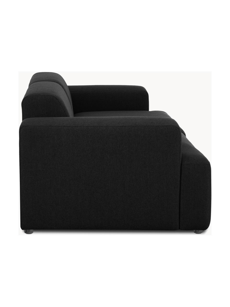 Sofa Melva (3-Sitzer), Bezug: 100% Polyester Der hochwe, Gestell: Massives Kiefernholz, Spa, Füße: Kunststoff Dieses Produkt, Webstoff Schwarz, B 238 x T 101 cm