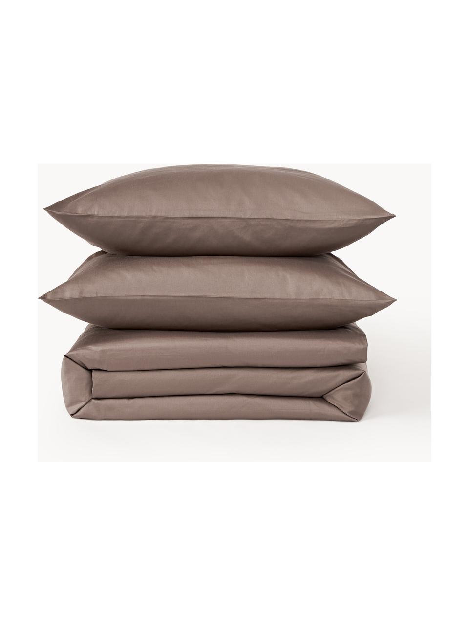 Housse de couette en satin de coton Comfort, Brun, larg. 200 x long. 200 cm