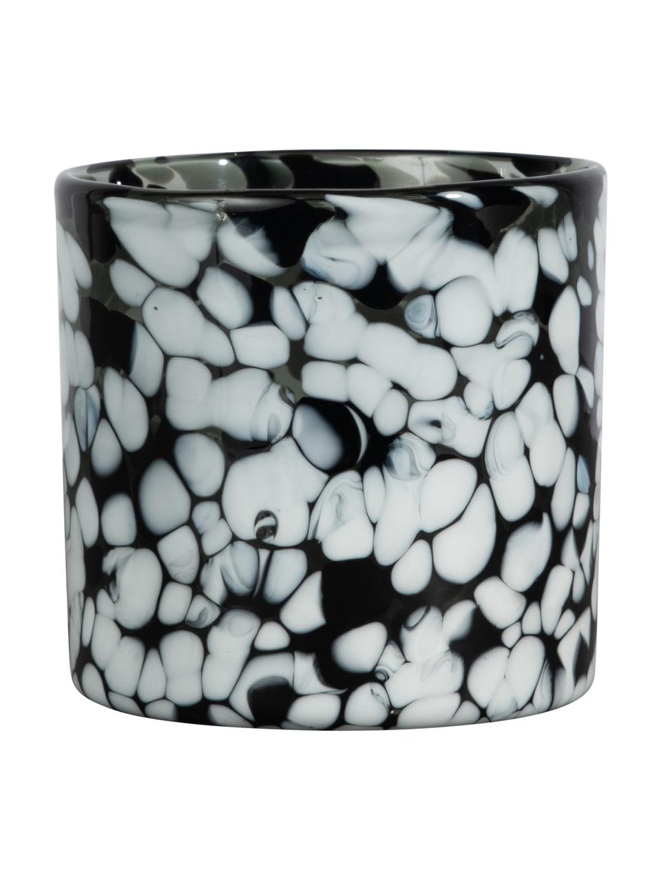 Candelabros de vidrio Calore, 2 uds., Vidrio, Negro, blanco, Ø 10 x Al 10 cm