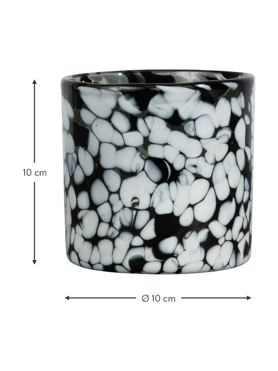 Candelabros de vidrio Calore, 2 uds., Vidrio, Negro, blanco, Ø 10 x Al 10 cm