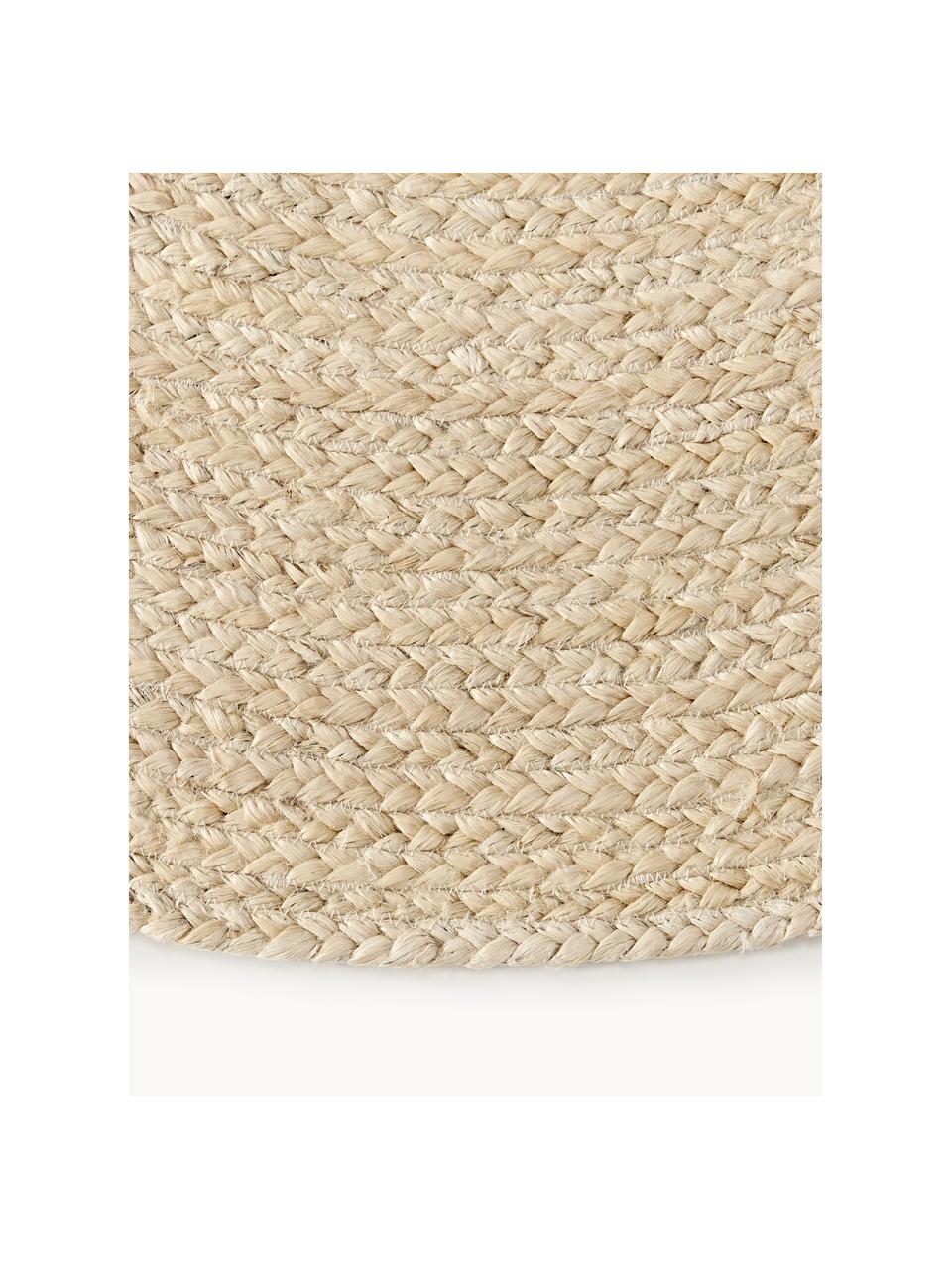 Runder Jute-Teppich Sharmila, handgefertigt, 100 % Jute, Off White, Ø 100 cm (Größe XS)