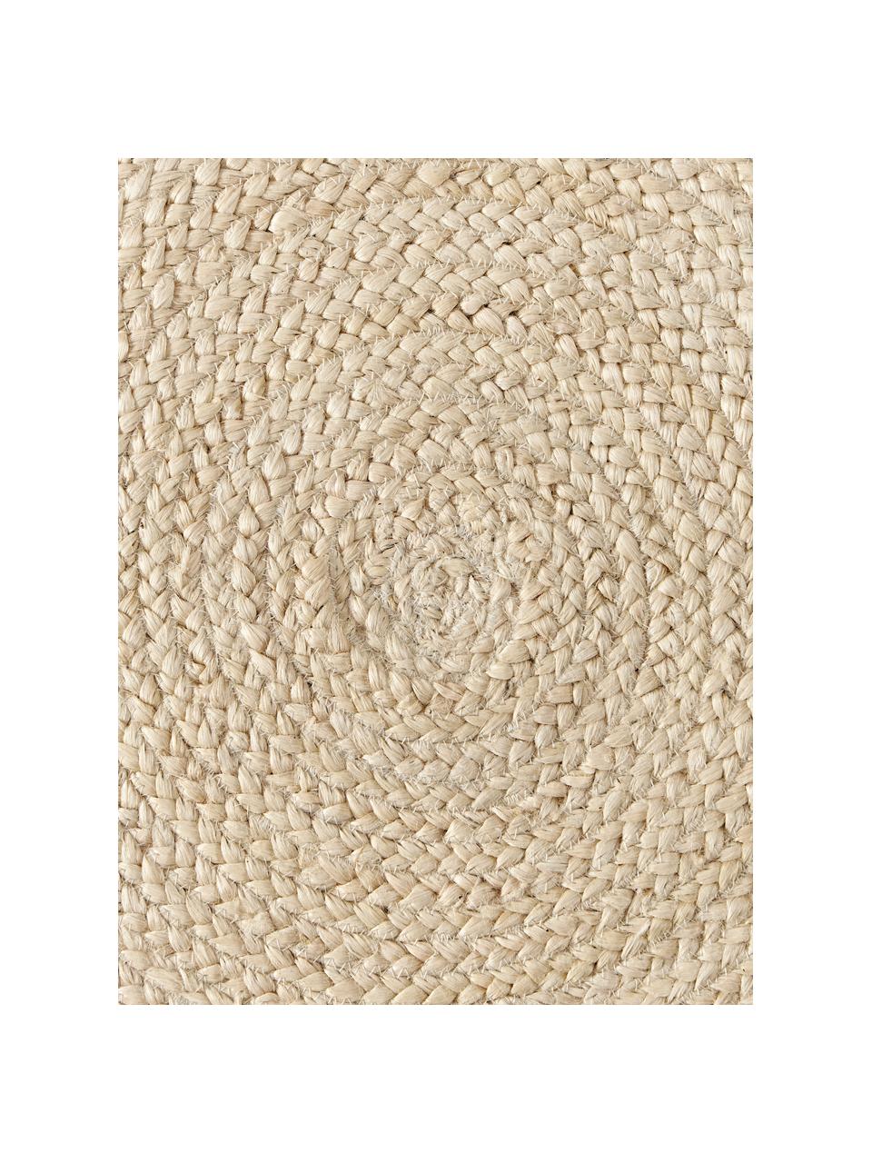 Runder Jute-Teppich Sharmila, handgefertigt, 100 % Jute, Off White, Ø 100 cm (Größe XS)