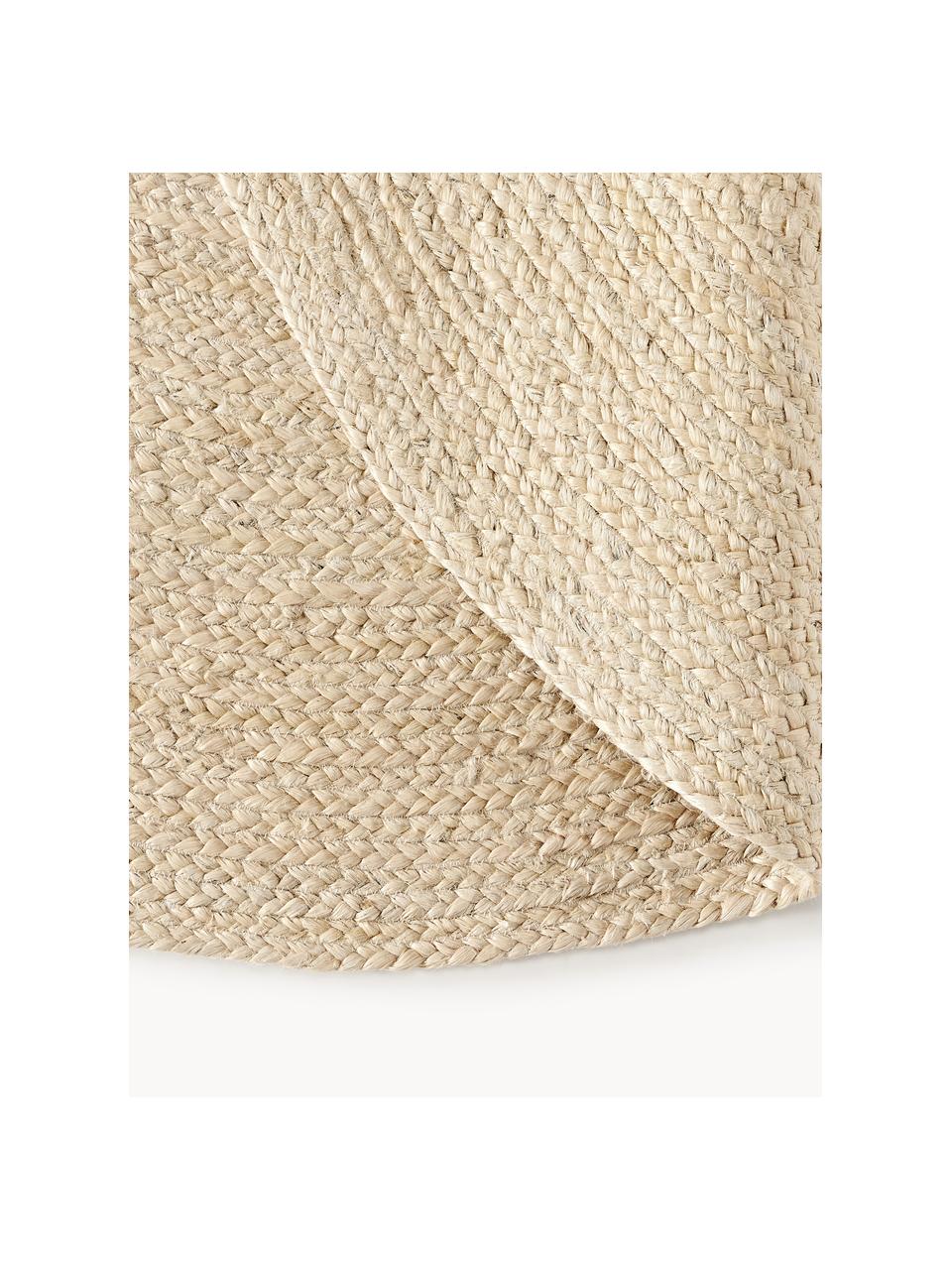 Runder Jute-Teppich Sharmila, handgefertigt, 100 % Jute, Off White, Ø 100 cm (Größe XS)