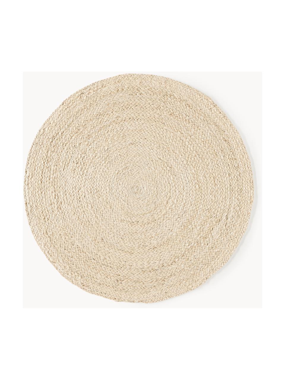 Runder Jute-Teppich Sharmila, handgefertigt, 100 % Jute, Off White, Ø 100 cm (Grösse XS)