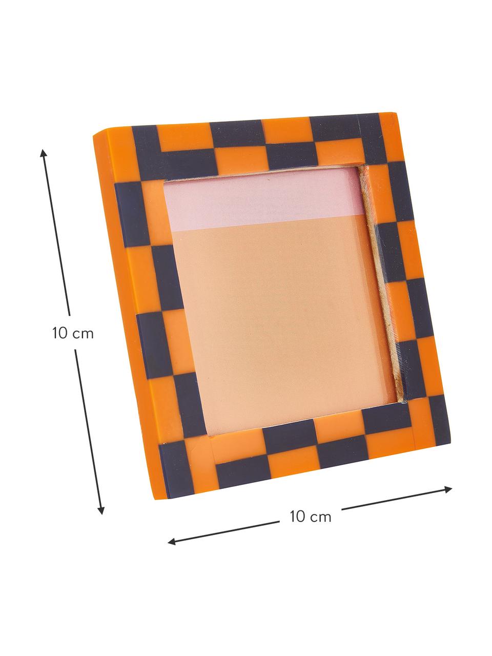 Foto rámik Check, Umelá hmota, Oranžová, tmavomodrá, 13 x 13 cm