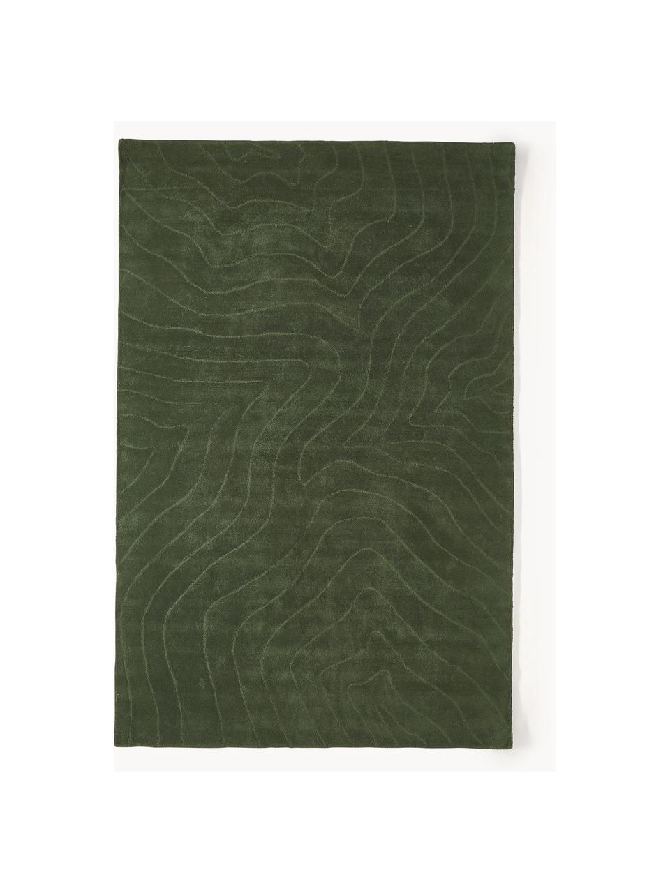 Tapis en laine tuftée main Aaron, Vert foncé, larg. 80 x long. 150 cm (taille XS)