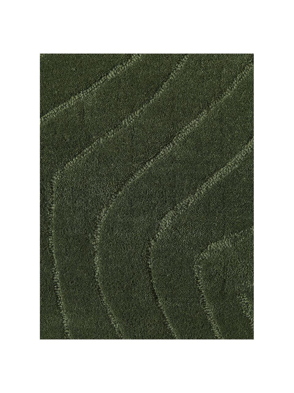 Ručne tuftovaný vlnený koberec Aaron, Tmavozelená, Š 80 x D 150 cm (veľkosť XS)