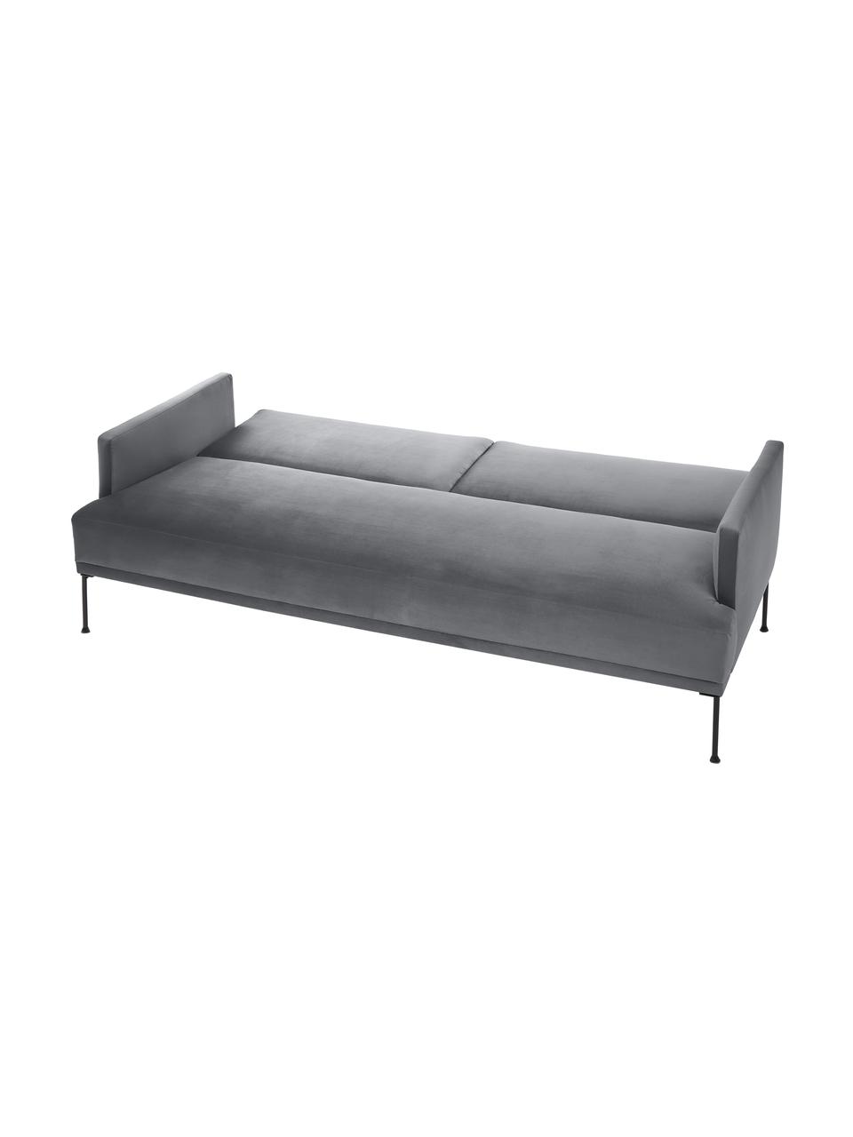 Samt-Schlafsofa Fluente (3-Sitzer) mit Metall-Füßen, Bezug: Samt (Hochwertiger Polyes, Gestell: Massives Kiefernholz, FSC, Füße: Metall, pulverbeschichtet, Samt Dunkelgrau, B 220 x H 86 cm