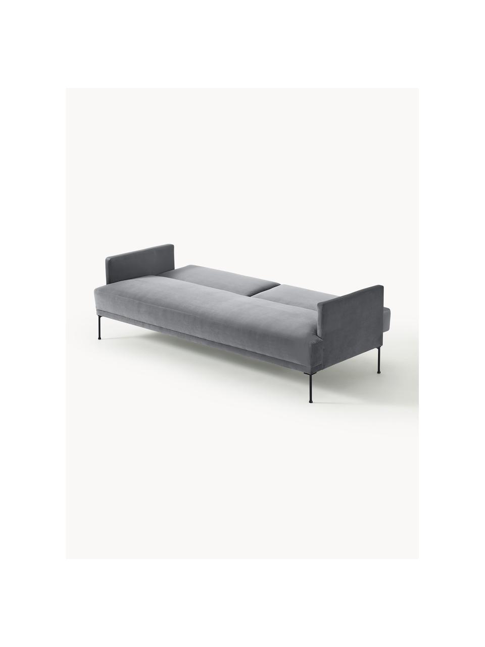 Samt-Schlafsofa Fluente (3-Sitzer), Bezug: Samt (Hochwertiger Polyes, Gestell: Massives Kiefernholz, Samt Dunkelgrau, B 220 x T 88 cm