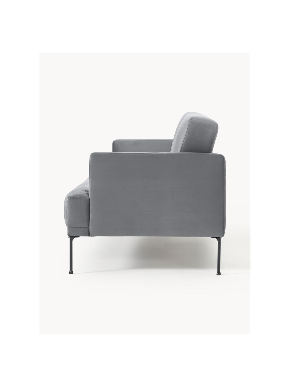 Samt-Schlafsofa Fluente (3-Sitzer), Bezug: Samt (Hochwertiger Polyes, Gestell: Massives Kiefernholz, Samt Dunkelgrau, B 220 x T 88 cm