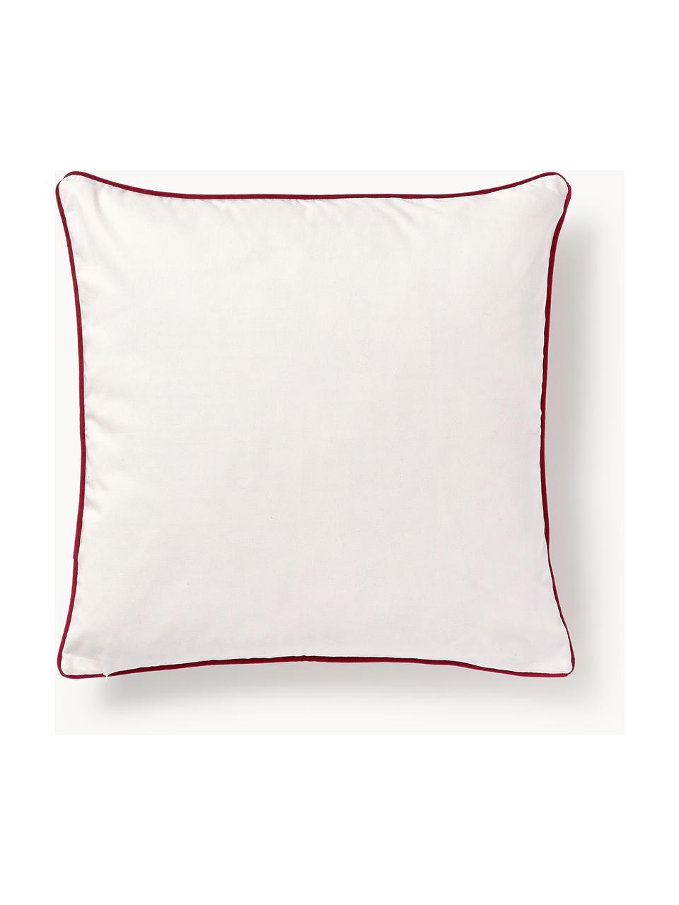 Designer Baumwoll-Kissenhülle Snow von Kera Till, Hülle: 100 % Baumwolle, Off White, Rot, Dunkelgrün, Dunkelblau, B 60 x L 60 cm