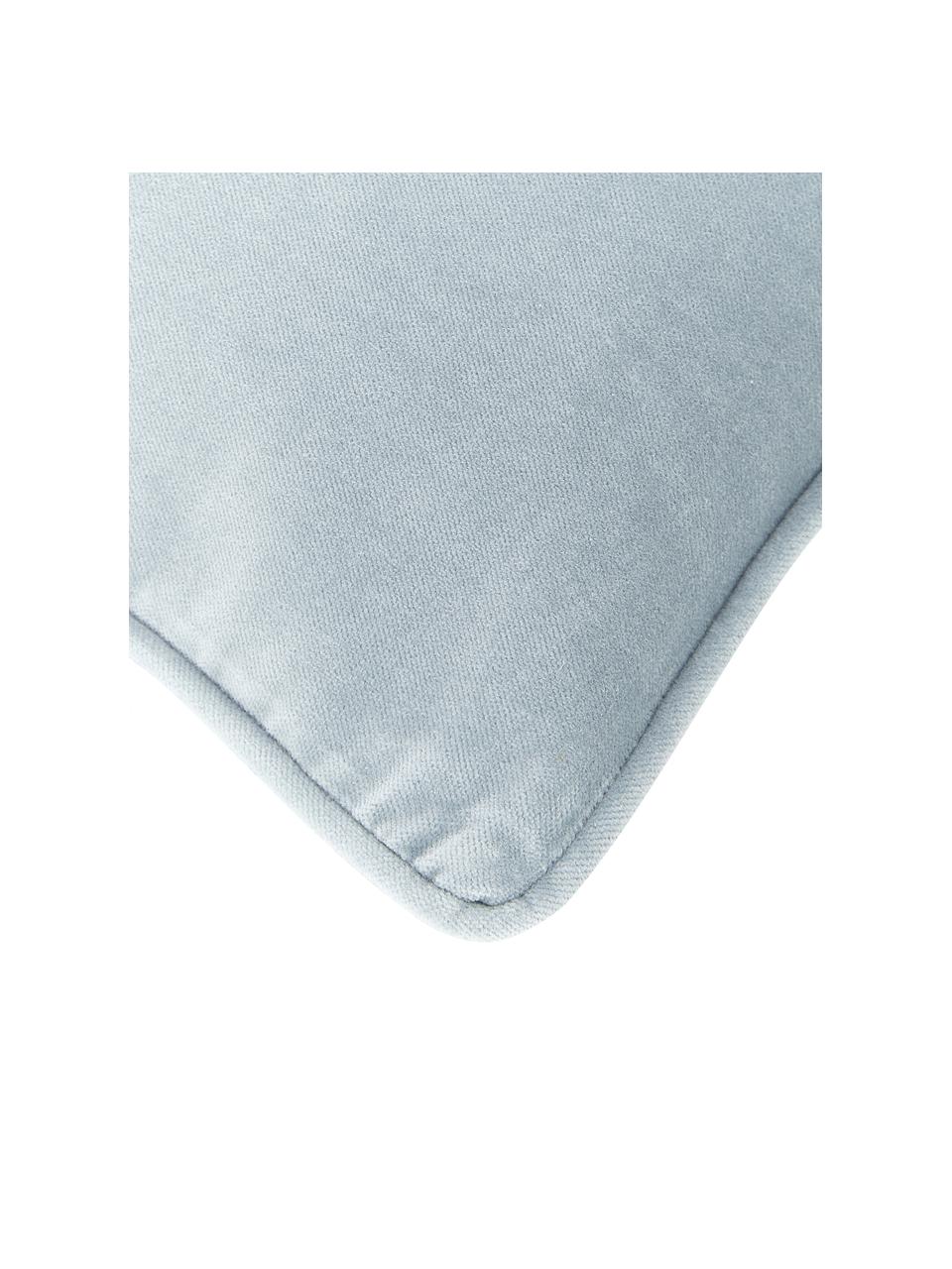 Housse de coussin rectangulaire velours bleu clair Dana, 100 % velours de coton, Bleu ciel, larg. 30 x long. 50 cm