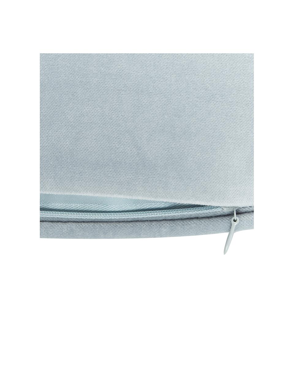 Einfarbige Samt-Kissenhülle Dana in Hellblau, 100% Baumwollsamt, Hellblau, 30 x 50 cm