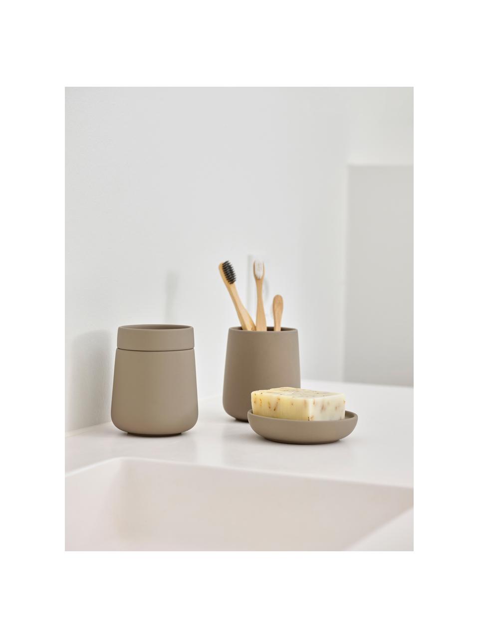 Porcelánový kelímek na zubní kartáčky Nova One, Porcelán, Taupe, Ø 8 cm, V 10 cm