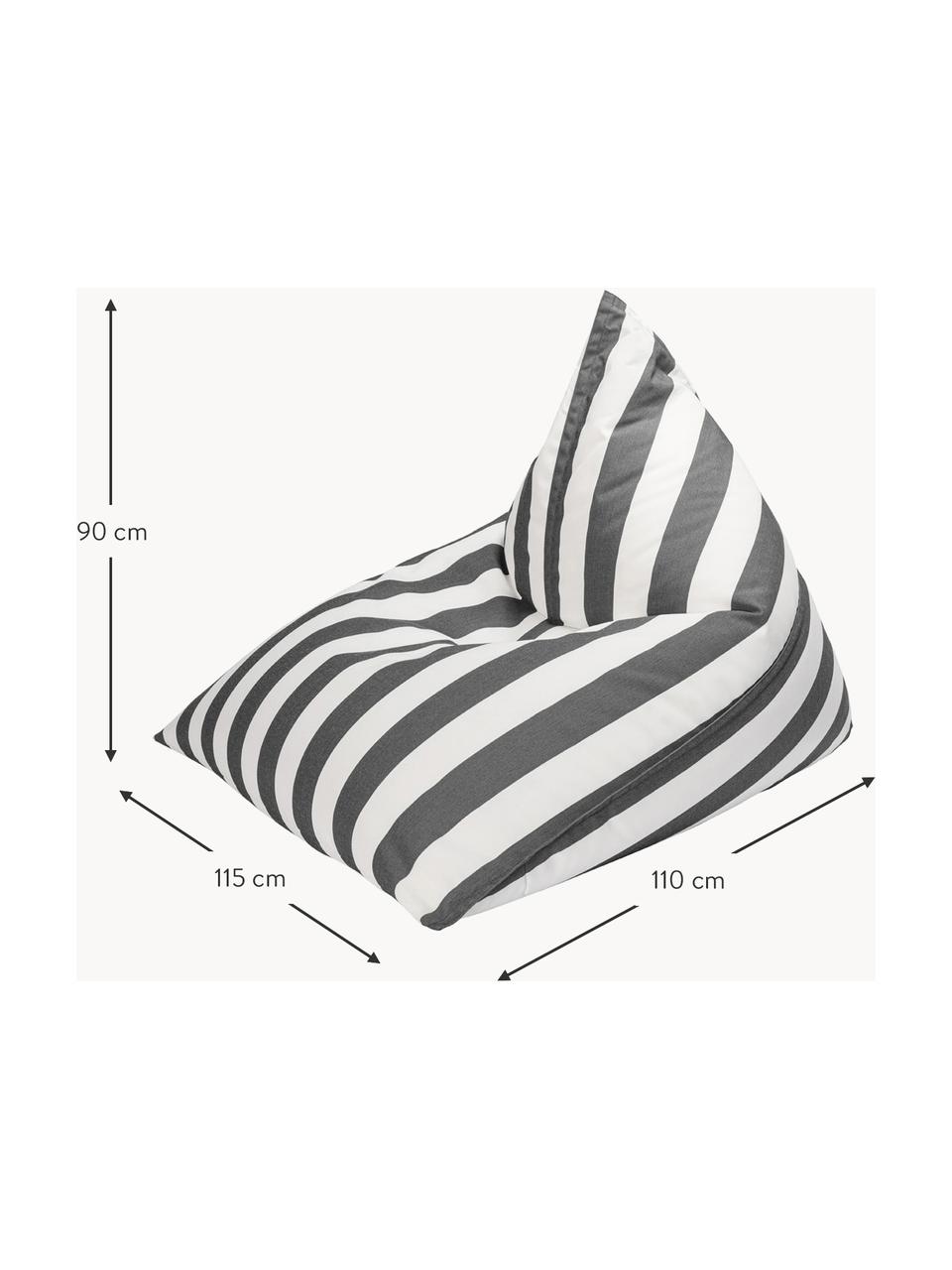 Outdoor-Sitzsack Calypso, Bezug: 100 % Polypropylen, UV-be, Anthrazit, Weiss, B 115 x H 90 cm