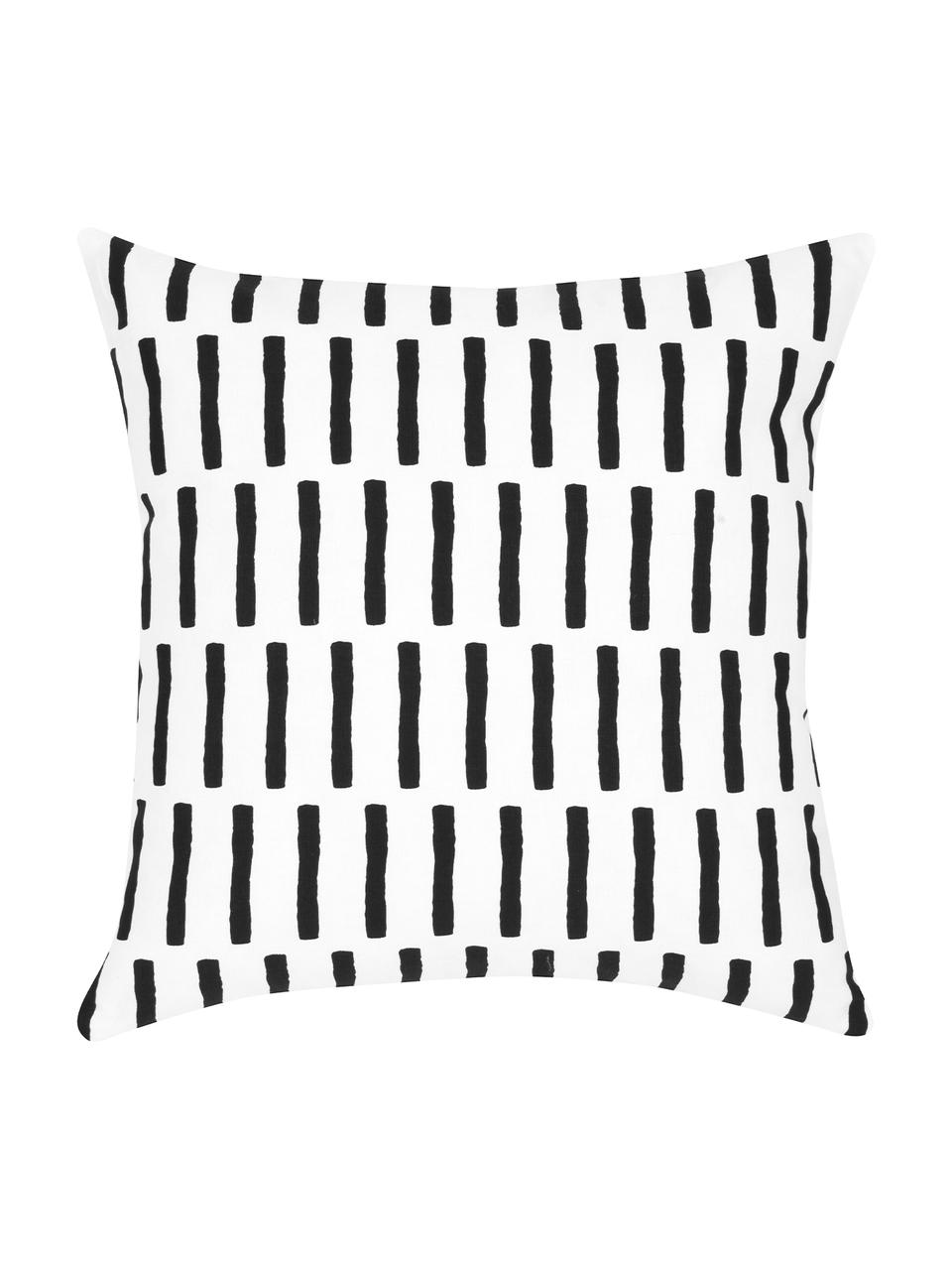 Housse de coussin imprimé graphique Jerry, Coton, Noir, blanc, imprimé, larg. 40 x long. 40 cm