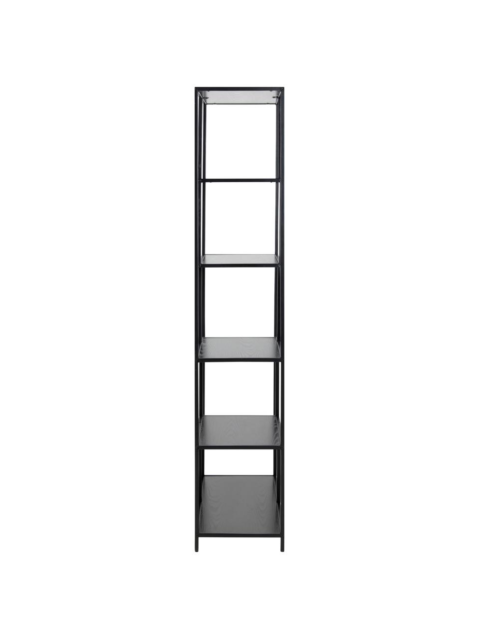 Regał z drewna i metalu Seaford, Stelaż: metal malowany proszkowo, Czarny, S 77 x W 185 cm