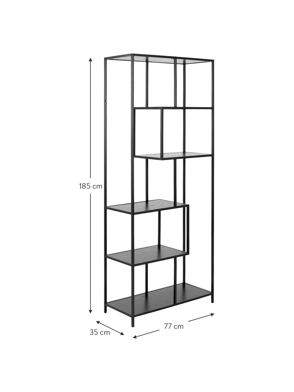 Regál z dreva a kovu Seaford, Čierna, Š 77 x V 185 cm
