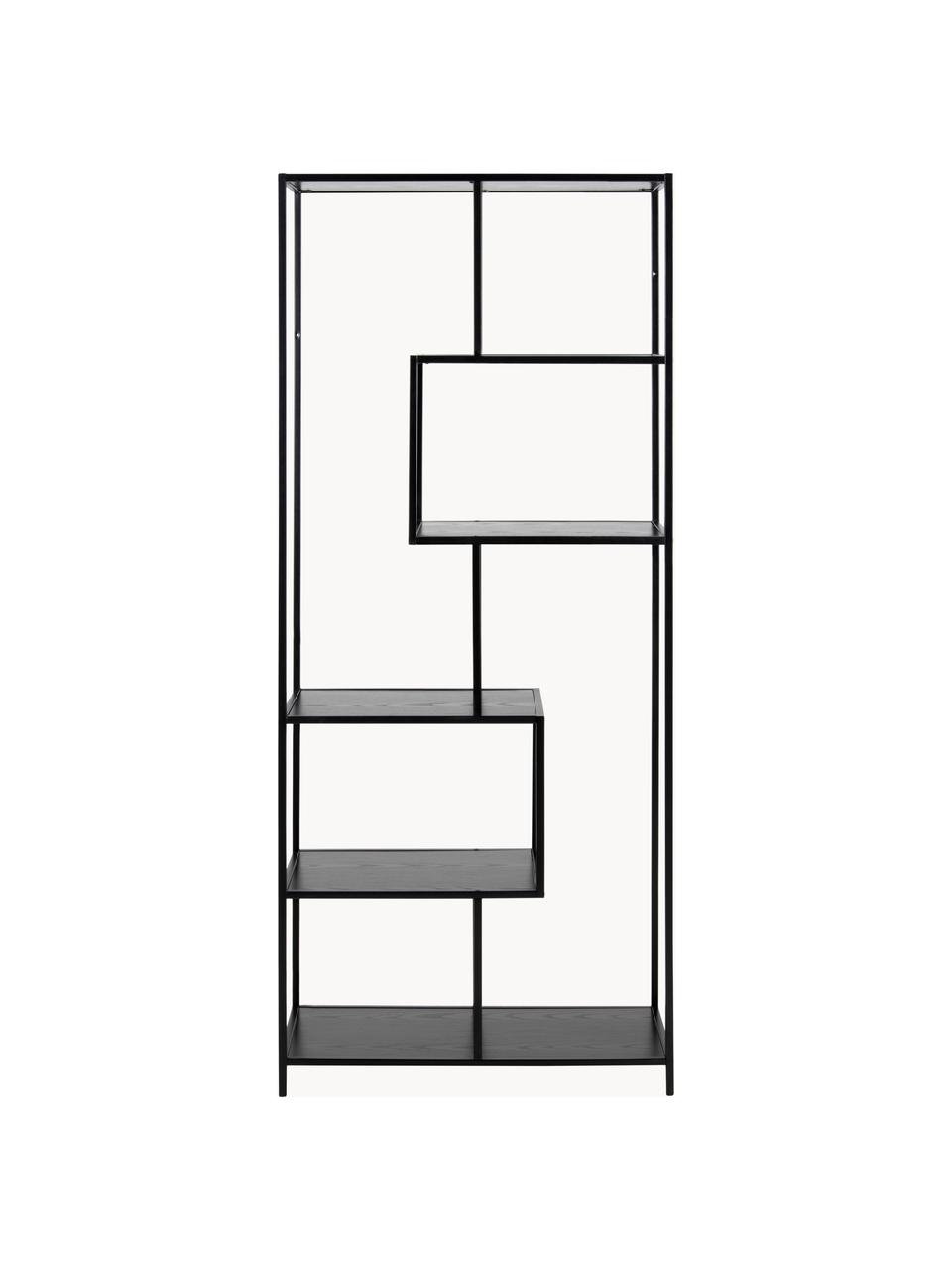 Hohes Regal Seaford, Gestell: Metall, pulverbeschichtet, Schwarz, B 77 x H 185 cm