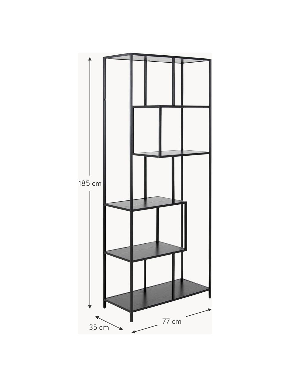 Hoog wandrek Seaford, Frame: gepoedercoat metaal, Zwart, B 77 x H 185 cm