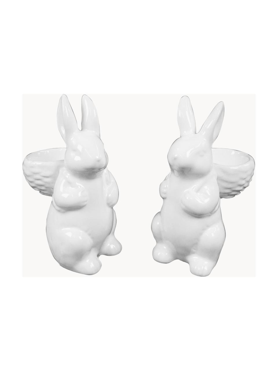 Dekorácia (veľkonočný zajac) z porcelánu Mümmelmann, 2 ks, Porcelán, Biela, Š 5 x V 13 cm