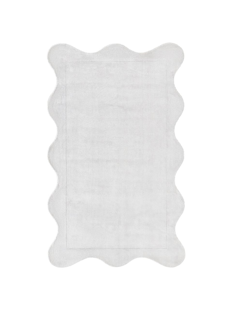 Tapis en viscose tissé main Wavy, Gris clair, larg. 110 x long. 180 cm (taille S)