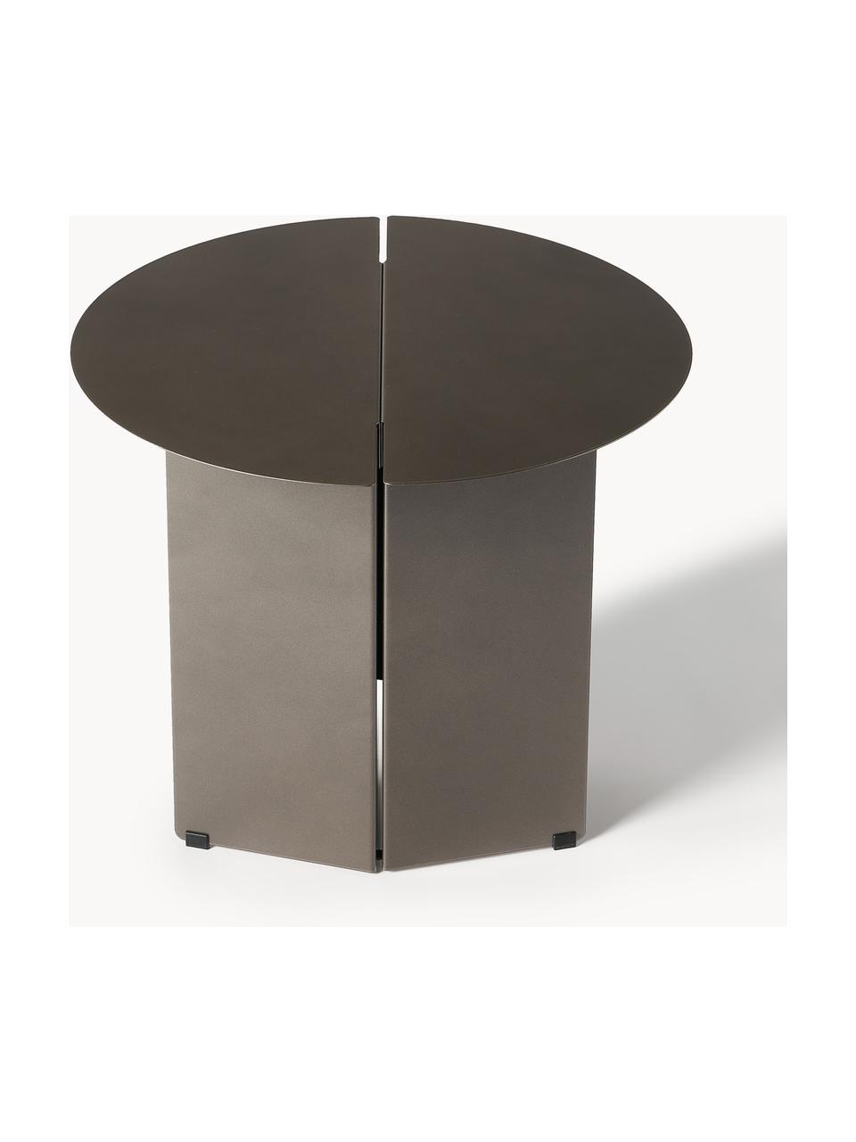 Tavolino rotondo con finitura anticata Oru, Acciaio inossidabile verniciato a polvere, Antracite con finitura antica, Ø 50 x Alt. 40 cm