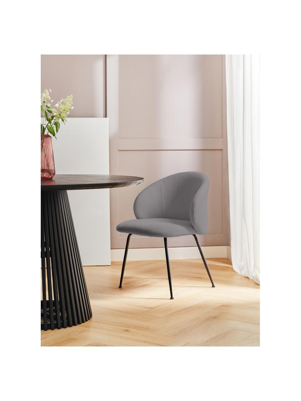 Chaise rembourrée Luisa, 2 pièces, Tissu gris, noir, larg. 57 x prof. 56 cm