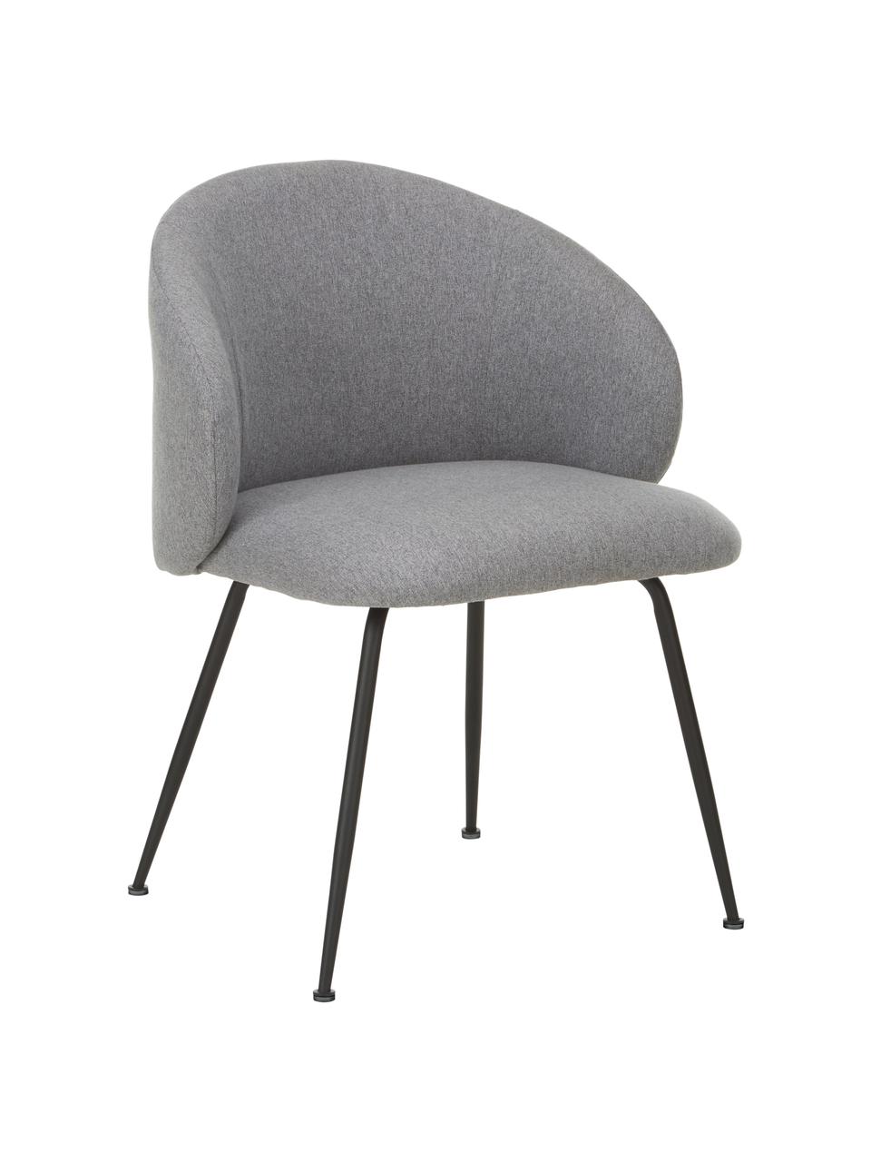 Sedia imbottita in tessuto Luisa 2 pz, Rivestimento: 100% poliestere Il rivest, Gambe: metallo verniciato a polv, Tessuto grigio, nero, Larg. 59 x Prof. 59 cm
