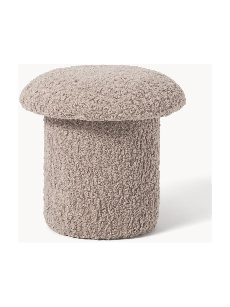 Puf de borreguillo Shroom, Tapizado: 100% poliéster (borreguil, Estructura: tablero de fibras de dens, Gris pardo, Ø 45 x Al 45 cm