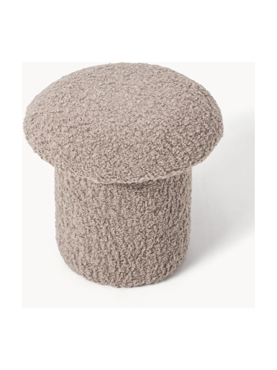 Teddy-Hocker Shroom, Bezug: 100 % Polyester (Teddyfel, Korpus: Mitteldichte Holzfaserpla, Taupe, Ø 45 x H 45 cm