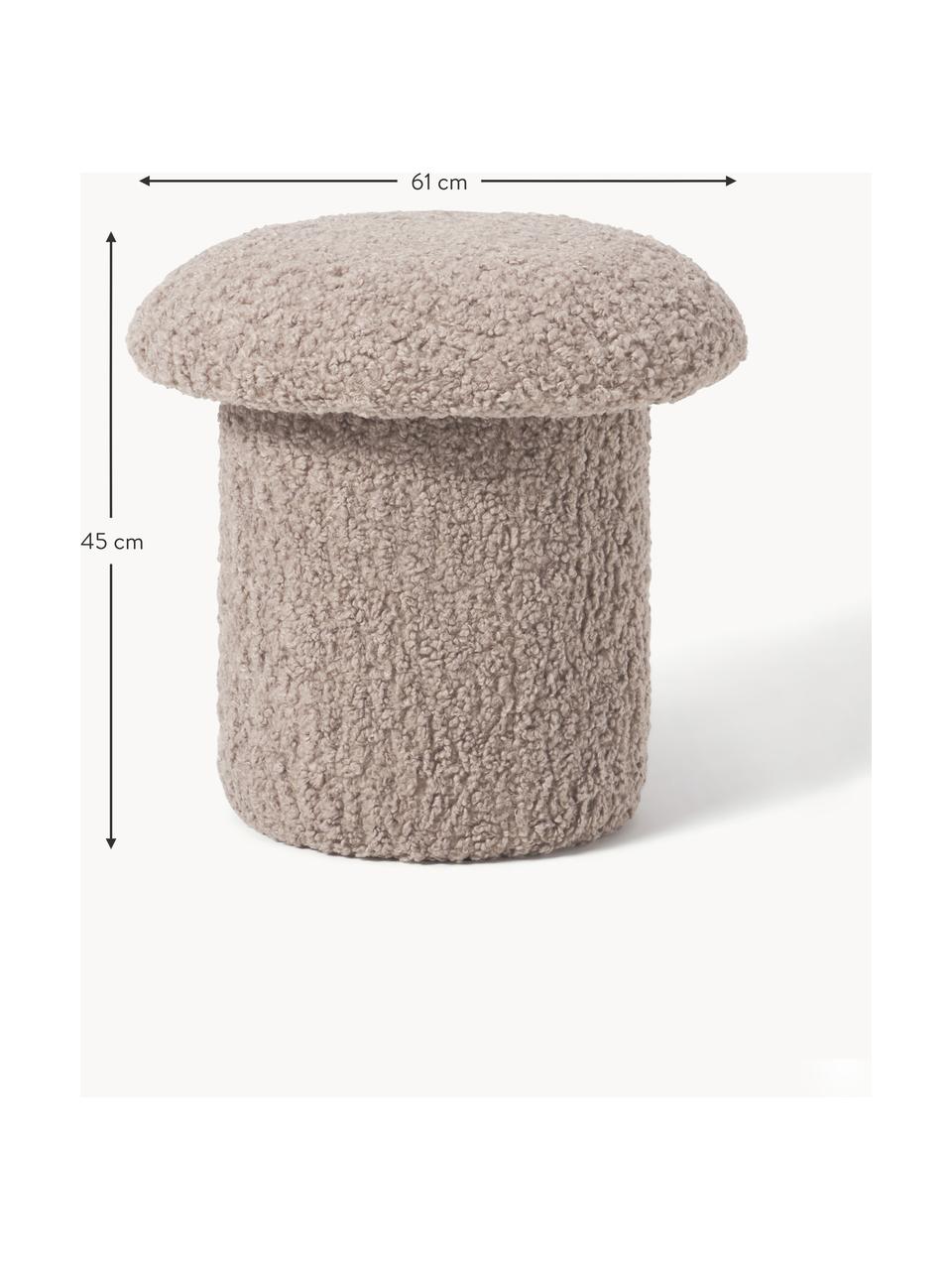 Puf de borreguillo Shroom, Tapizado: 100% poliéster (borreguil, Estructura: tablero de fibras de dens, Gris pardo, Ø 45 x Al 45 cm