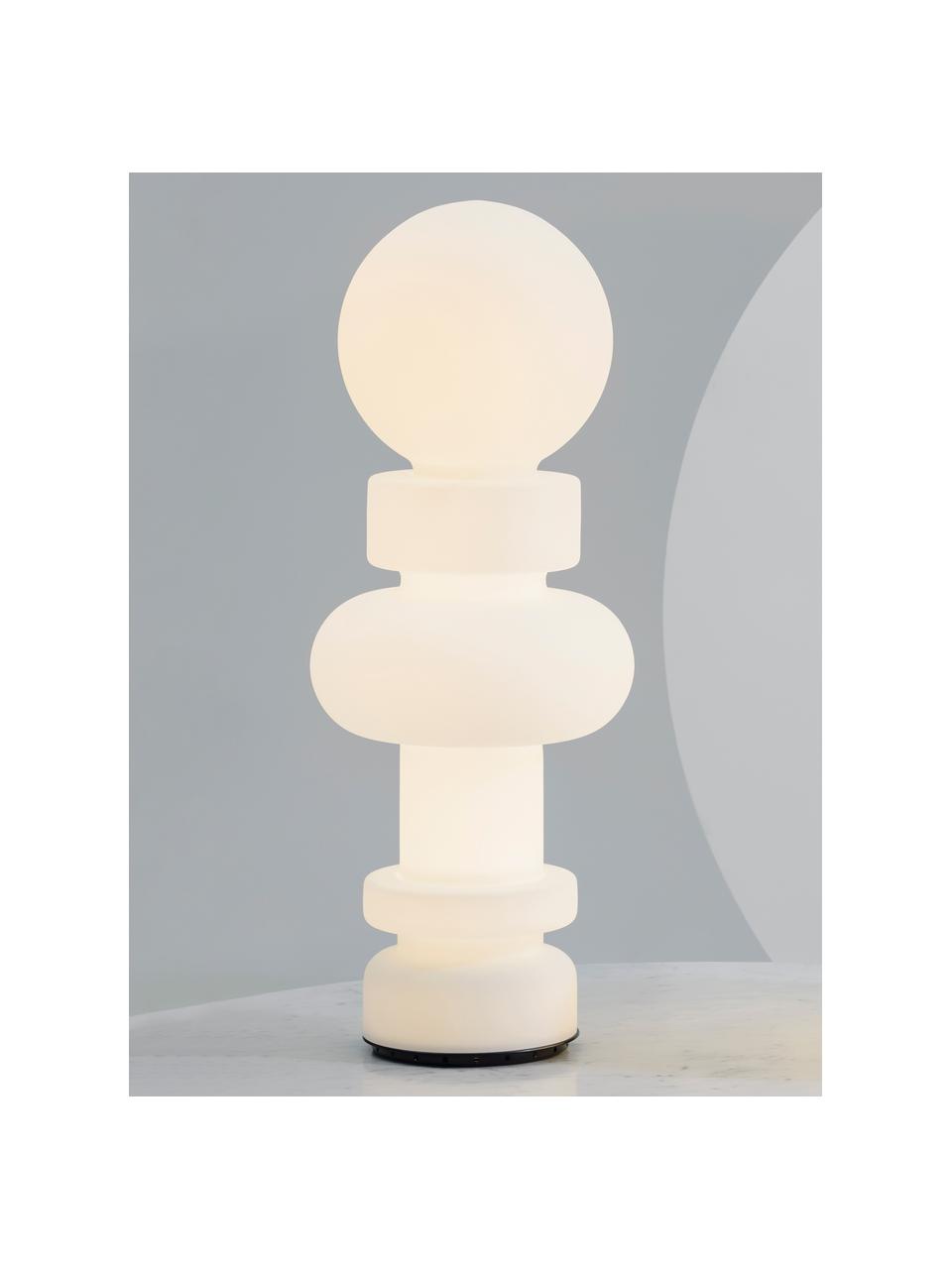 Lámpara de pie artesanal pequeña LED Re, Pantalla: vidrio, Estructura: vidrio, metal recubierto, Cable: plástico, Blanco, Ø 34 x Al 89 cm