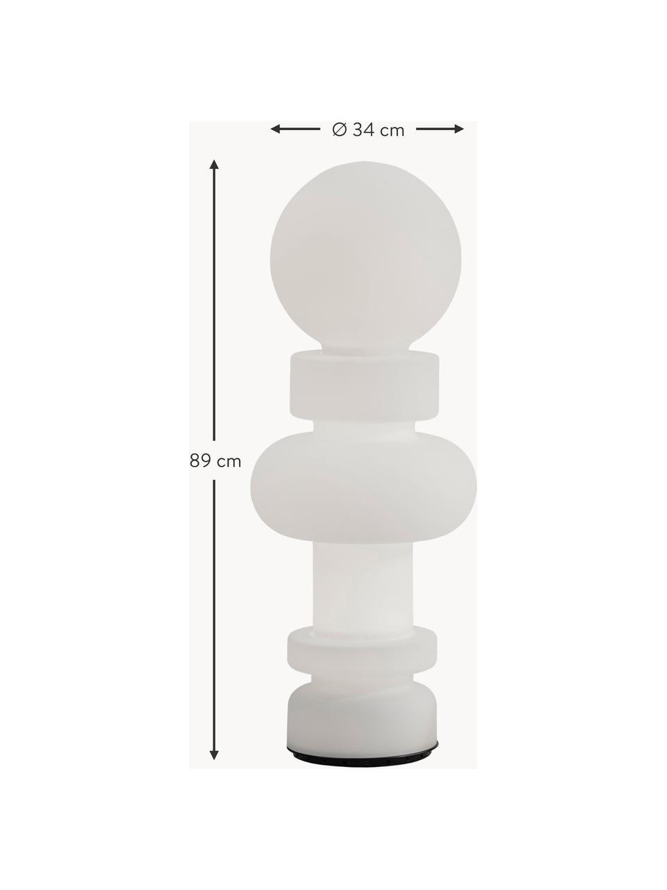 Lámpara de pie artesanal pequeña LED Re, Pantalla: vidrio, Estructura: vidrio, metal recubierto, Cable: plástico, Blanco, Ø 34 x Al 89 cm