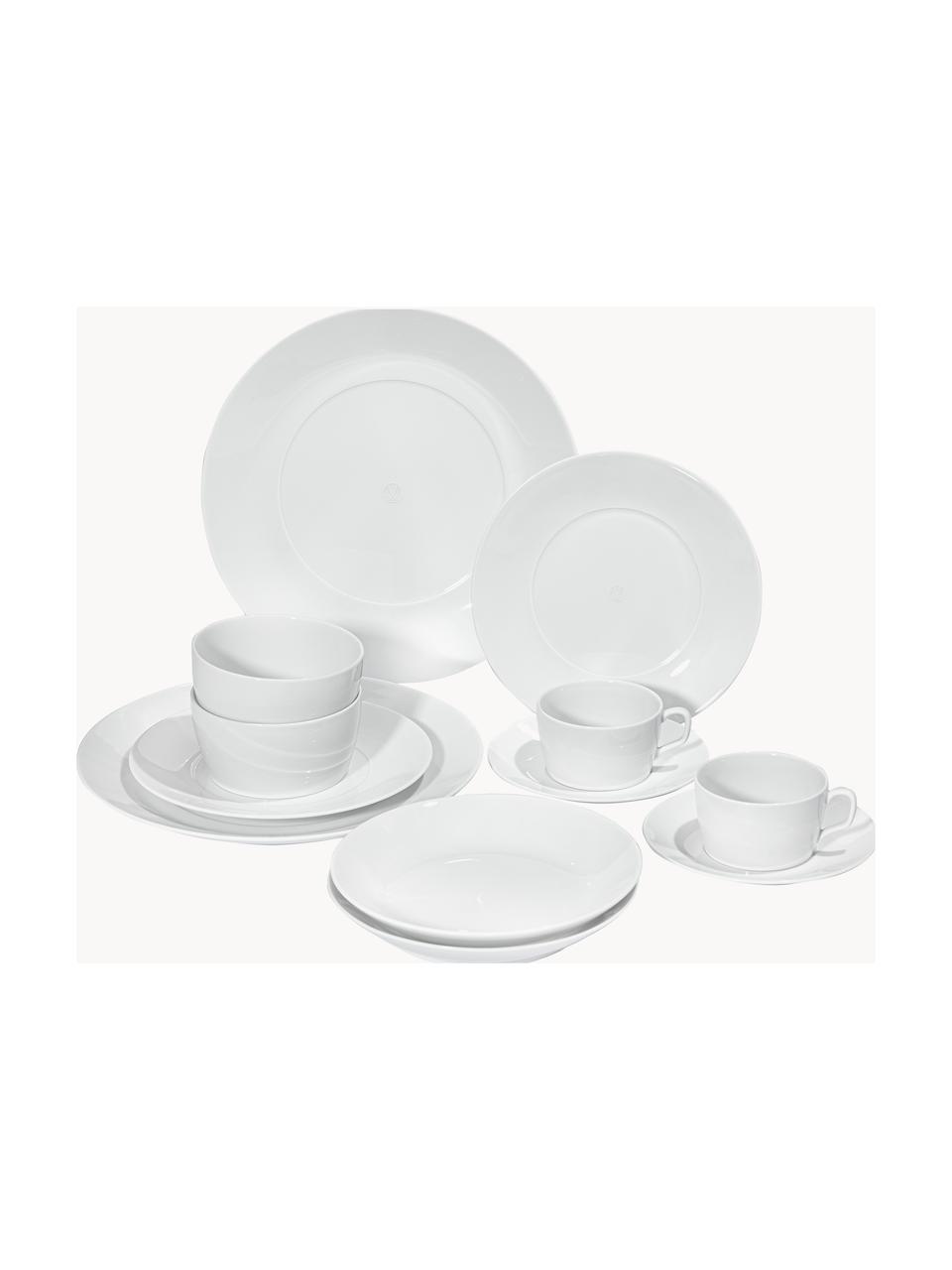 Ručne vyrobená porcelánová súprava tanierov Cosmopolitan, 2 osoby (14 dielov), Porcelán, Biela, 2 osoby (14 dielov)