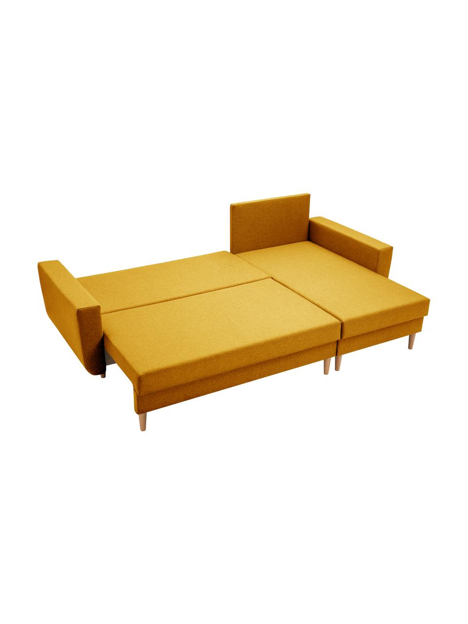 Sofa narożna z funkcją spania i miejscem do przechowywania Neo (4-osobowa), Tapicerka: 100% poliester, Żółty, S 230 x G 140 cm