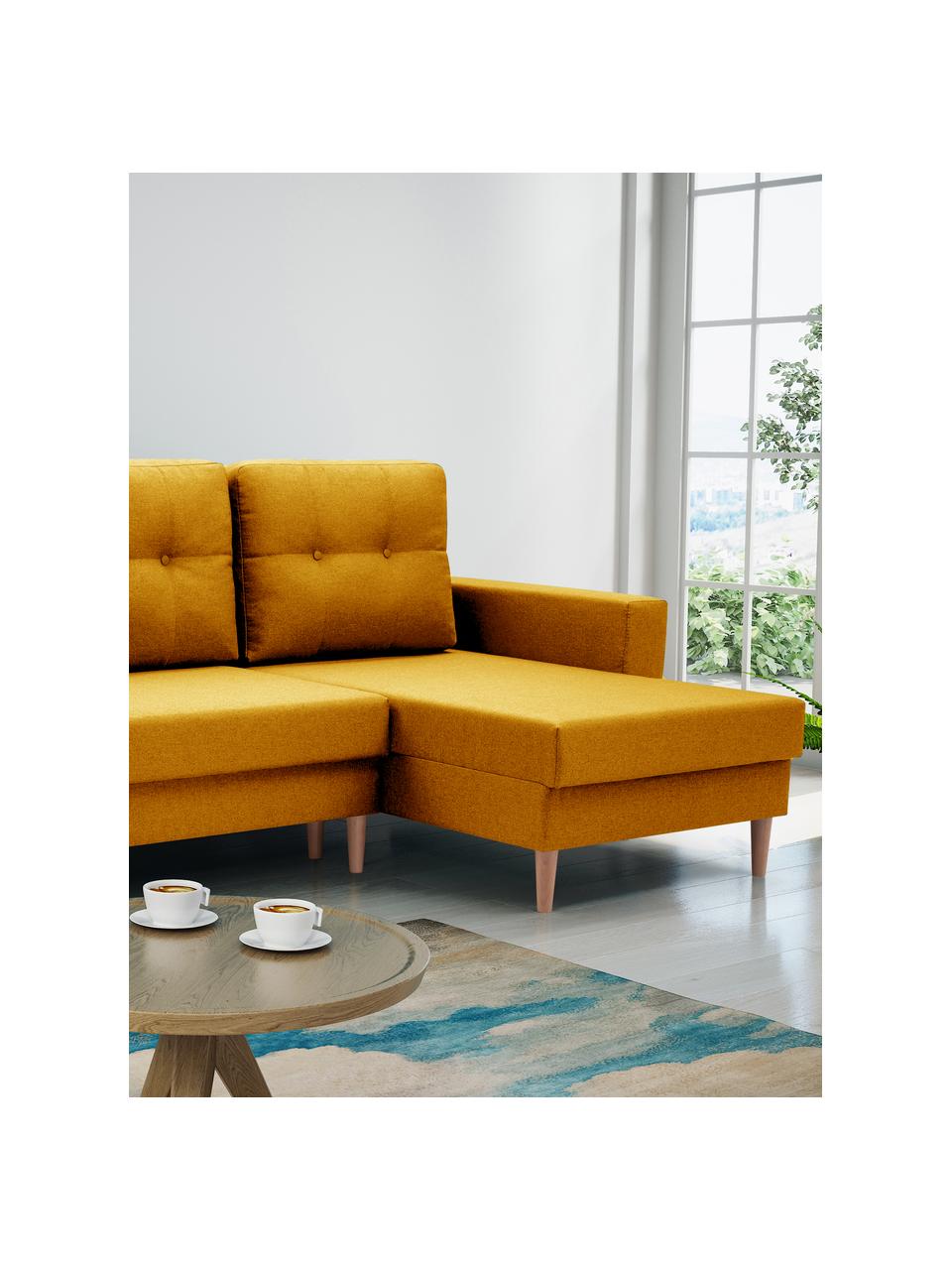 Sofa narożna z funkcją spania i miejscem do przechowywania Neo (4-osobowa), Tapicerka: 100% poliester, Żółty, S 230 x G 140 cm