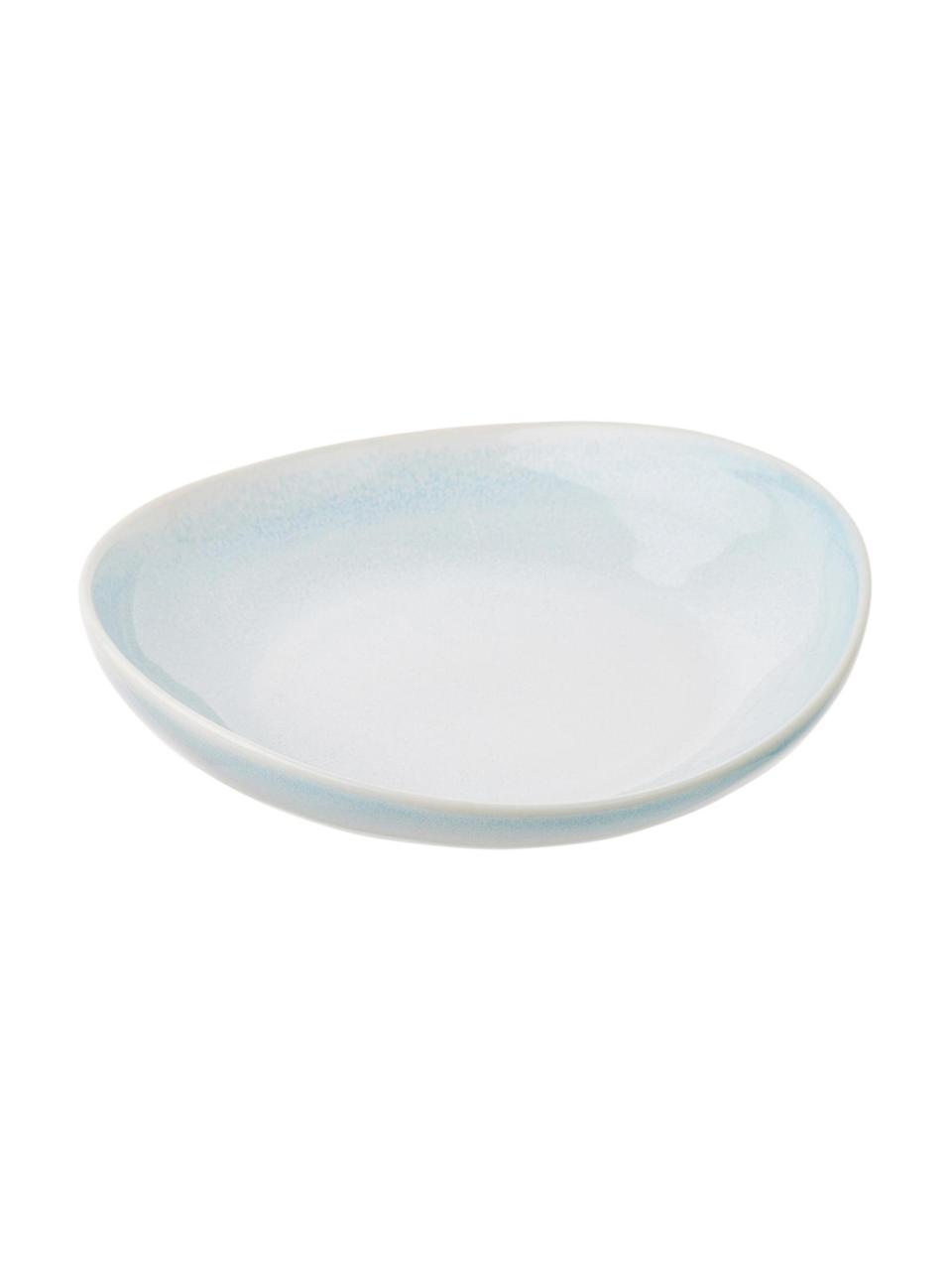 Platos hondos artesanales Amalia, 2 uds., Cerámica, Azul claro, blanco crema, Ø 20 cm