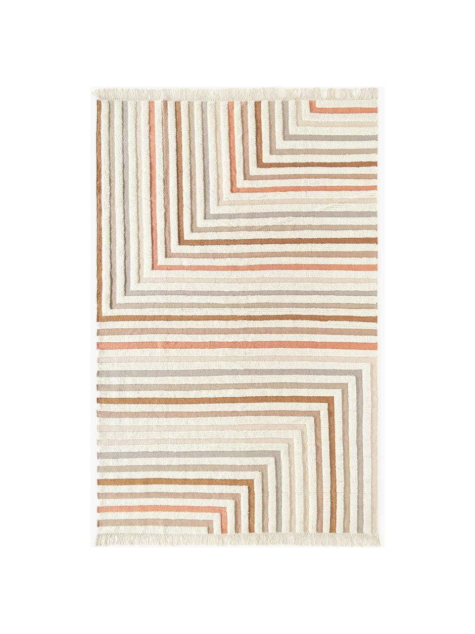 Tappeto kilim fatto a mano con frange Calais, 80% lana, 20% cotone

Nel caso dei tappeti di lana, le fibre posso allentarsi nelle prime settimane di utilizzo, questo si riduce con l'uso quotidiano e la peluria diminuisce., Beige, terracotta, taupe, Larg. 80 x Lung. 150 cm (taglia XS)