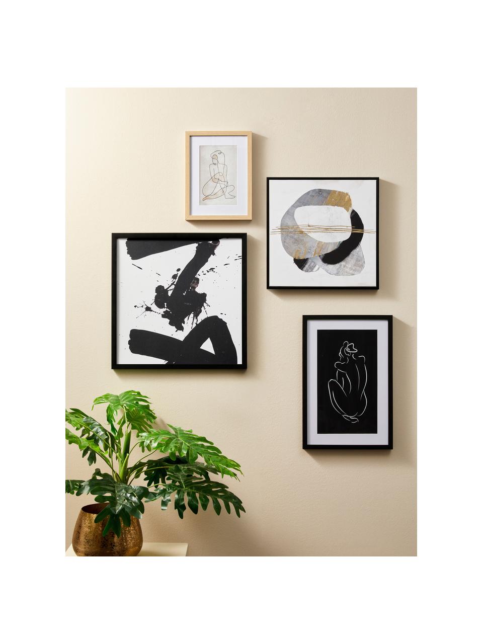Impresión digital con marco Sketch, Tonos grises y beige, negro, An 50 x Al 50 cm