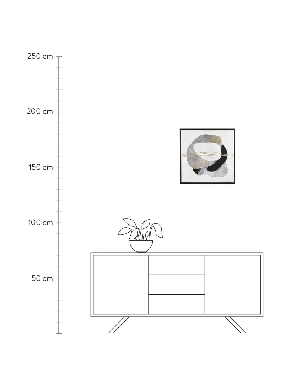 Digitální tisk s rámem Sketch, Odstíny šedé a béžové, černá, Š 50 cm, V 50 cm