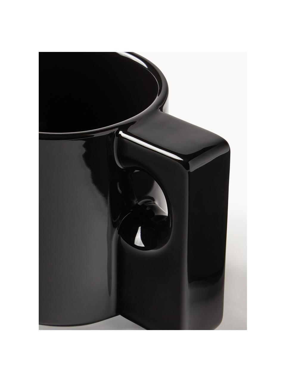 Porzellan-Tassen Keira, 2 Stück, Porzellan, Schwarz, Ø 9 x H 9 cm, 320 ml