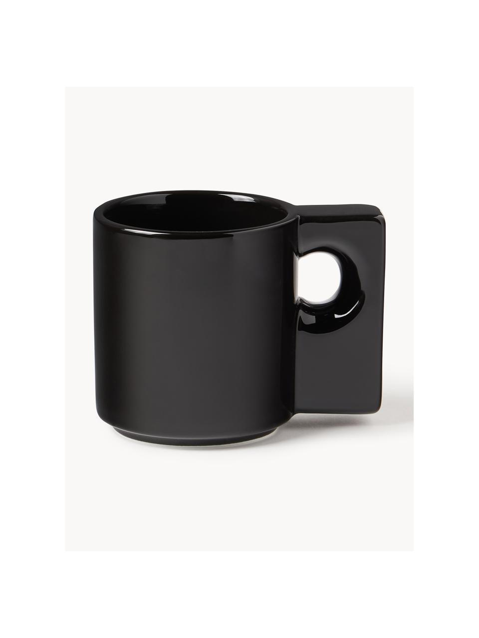 Tazas de porcelana Keira, 2 uds., Porcelana, Negro, Ø 9 x Al 9 cm, 320 ml