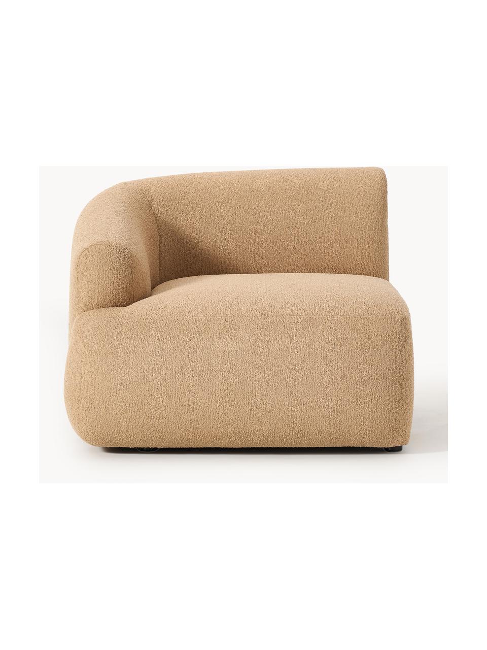 Bouclé-Eckmodul Sofia, Bezug: Bouclé (100 % Polyester) , Gestell: Fichtenholz, Spanplatte, , Bouclé Beige, B 95 x T 103 cm, Eckmodul links