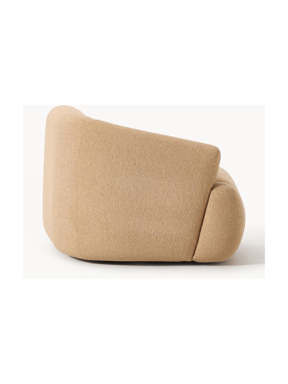 Módulo de esquina en tejido bouclé Sofia, Tapizado: tejido bouclé (100% polié, Estructura: madera de abeto, tablero , Patas: plástico Este producto es, Bouclé beige, An 95 x F 103 cm, módulo esquina izquierda