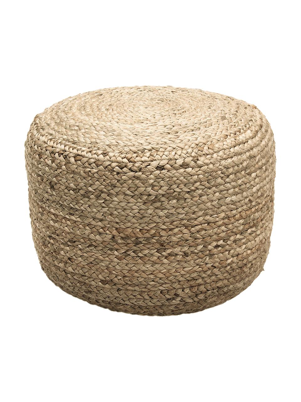 Handgefertigter Pouf Bono aus Jute, Bezug: Jute, Braun, Ø 50 x H 36 cm