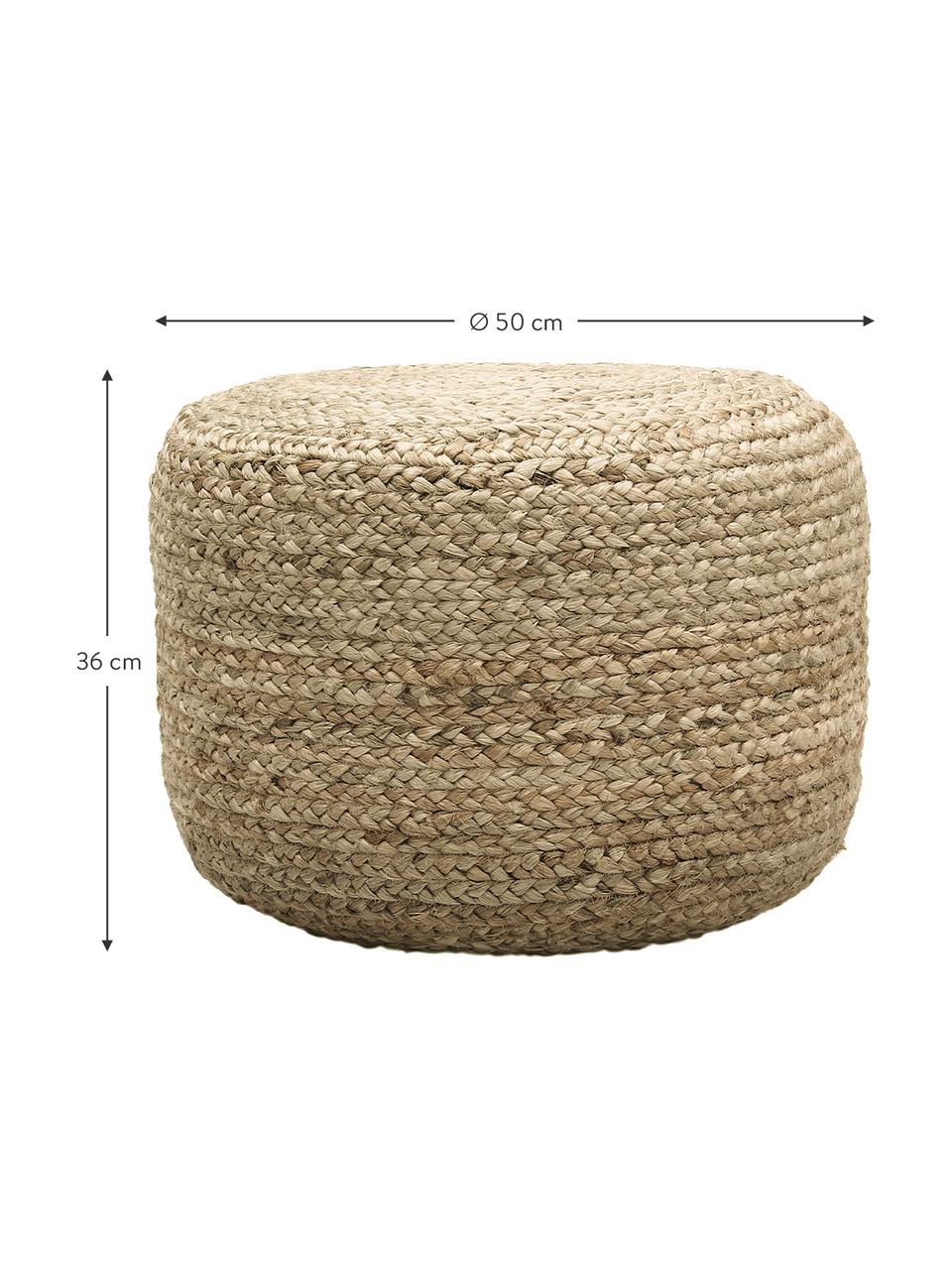 Ręcznie wykonany puf z juty Bono, Tapicerka: juta, Juta, Ø 50 x W 36 cm