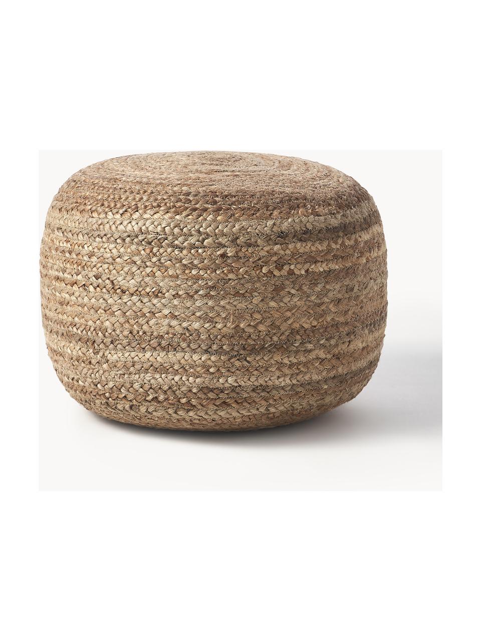 Handgefertigter Pouf Bono aus Jute, Bezug: Jute, Beige, Ø 50 x H 36 cm