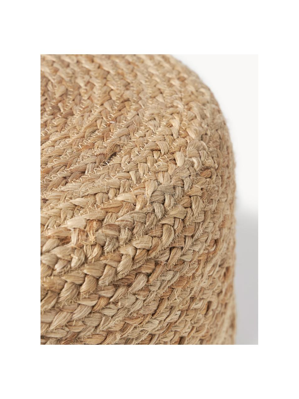 Handgemaakte poef Bono van jute, Bekleding: jute, Beige, Ø 50 x H 36 cm